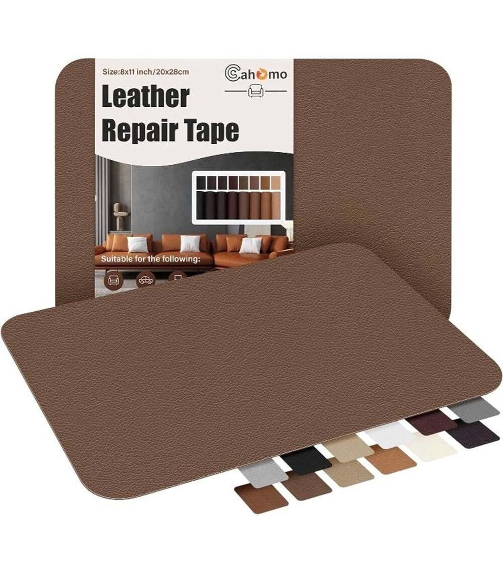 Cahomo Self-Adhesive Leather Repair Patches Tape for Couches, 8x11 Inch, Brown